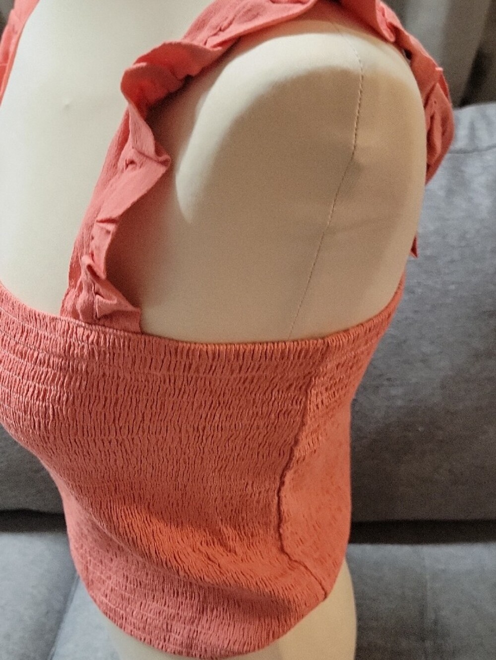 PINK Victoria's Secret Dusty Rose Smocked Ruffle Strap Tank - Picture 4 of 8